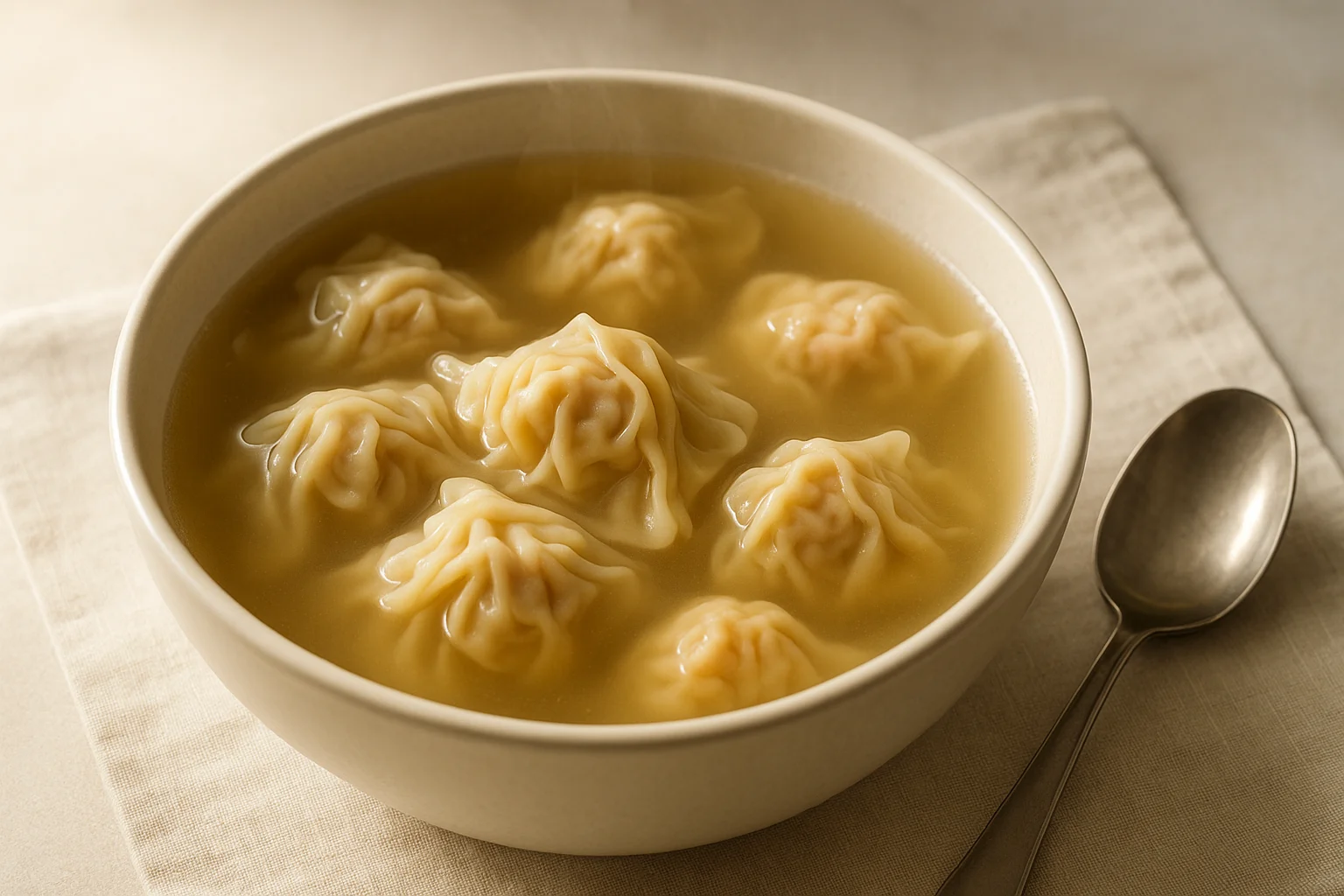 Soupe de wontons porc-crevettes : pliage facile, bouillon clair et cuisson sans fuite